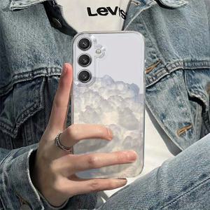 TEMU 폰 케이스: 삼성 갤럭시 S25/S24/S23/S22/S21 울트라, 플러스, FE 및 A10/A12/A13/A14/A15/A16/A20/A22/A23/A24/A25/A30/A33/A34/A35/A52/A53/A50/A54/A72/A73/M10S용 패턴 소프트 클리어 모바일 커버 케이스 - 플러피 화이트