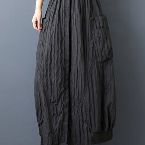 TEMU 일본식 블랙 플리츠 A라인 스커트, 신축성 허리밴드가 있는 활용도 높은 루즈핏