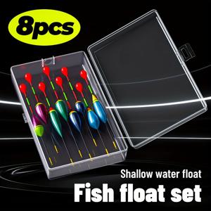 TEMU 고감도 낚시용 수중미끼 8개 세트, ABS 보관함 포함, 낚시 애호가용, 얕은 물용 숏스타일 뜰보, 시선을 사로잡는 두꺼운 꼬리, 링이 달린 뜰보 다리, 개울과 얼음 낚시용 초경량, 내구성 및 경량, 다양한 색상, 잉어와 초목 연못 낚시용 뜰보