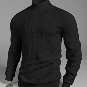 TEMU 가을/겨울 신상 남성용 하이넥 스웨터 패션 캐주얼 멀티 컬러 골지 커프스 & 밑단