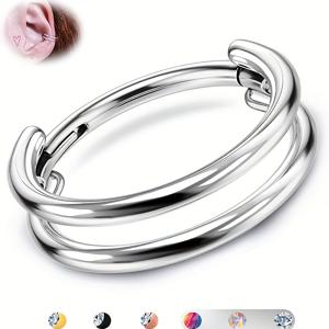 TEMU 1개 이중층 무봉제 힌지 코피어싱 디자인 코링, 패셔너블 316 스테인리스 스틸 쥬얼리 중격 링 콘치 피어싱 쥬얼리, 여성과 남성 모두에게 적합한 귀 연골 피어싱 쥬얼리