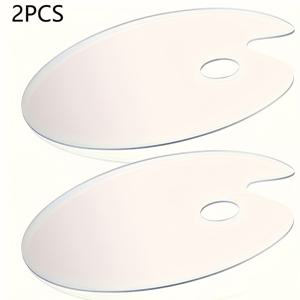 TEMU 2개 및 1개 투명 아크릴 페인트 팔레트 혼합 타원형 논스틱 유화 페인트 팔레트 엄지 구멍 페인팅 팔레트 미술 공예 페인팅용 30X20CM