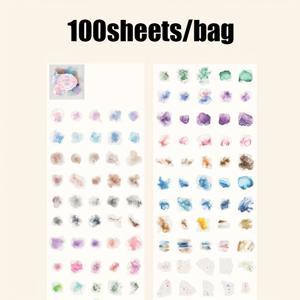 TEMU 스티커 1봉, 수채화 번짐 대용량 장식 스티커, 풍부한 패턴의 PET 투명 소재, 스cra프북 키트, 다양한 장면에 적합: 휴대폰 케이스 및 물병 스티커, 사진 앨범, 일기, 노트북 장식 액세서리, 잡지 저널 스티커 미술 공예 장식 스티커, 스크랩북 스티커, 할로윈 및 크리스마스 선물