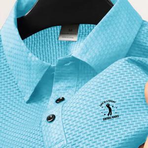 TEMU A941 골프 스윙 뉴 아이스 섬유 자카드 스포츠 레저 탑은 남성용 고급 여름 단색 반팔 티셔츠이며, 골프, 낚시, 농구, 캠핑, 피트니스, 수영 및 해변 활동에 다용도로 사용할 수 있습니다.