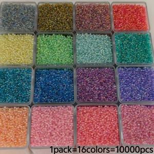 TEMU 10000개 16색 조합 1.8mm 초고급 시드 장식 비즈 대량 유리 시드 비즈, 팔찌, 귀걸이, 어버이날 선물 세트 (엄마와 친구들을 위한), 비즈 공예, 주얼리 제작 용품에 적합