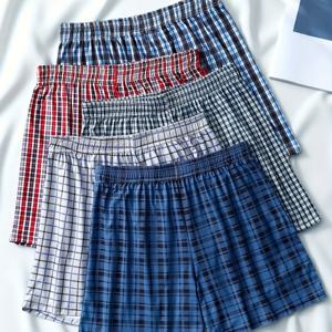 TEMU 5피스 남성용 드로즈, 비치 팬츠, 체크무늬, 클래식, 스타일리시, 피부 친화적, 부드러운 남성용 청소년 수영 트렁크