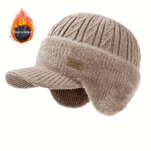 TEMU 남성용 안감 처리된 두꺼운 보온 겨울 테드 모자, 방한용 귀 보호 풀오버 모자