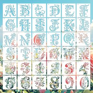 TEMU 36개 알파벳 및 숫자 스텐실 세트, 페인팅 템플릿, 페인팅, 벽 장식, 섬유 인쇄, 스크랩북 장식, 선물 상자, 카드 만들기, 캔버스 가방 개조, 멀티 장면 도구 벽 스프레이 장식에 적합