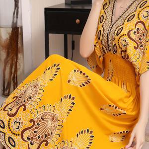 TEMU 여름 에스닉 스타일 여성용 V넥 허리 묶는 반팔 롱 드레스, 해변에서 캐주얼한 휴가를 위한 완벽한 선택 - 루즈핏, 편안함, 피부 친화적, 3가지 색상으로 제공