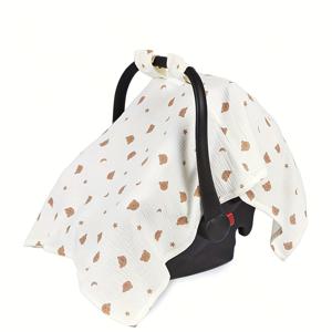 TEMU 1개 카시트 캐노피 - 사계절 다용도 카시트 커버, 유모차 커버, 통기성 좋고 스타일리시한 디자인, 귀여운 곰돌이 패턴, 여행, 할로윈, 크리스마스