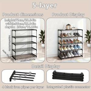 TEMU 3/4/5단 간편 조립 신발 정리대, 다층 신발 랙, 쌓을 수 있는 수납 랙, 튼튼하고 내구성 좋음, 현관, 복도, 거실, 침실에 적합, 공간 절약형 가정용 수납 및 정리 벽걸이 옷장 시스템