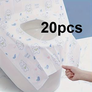 TEMU 귀여운 캐릭터 변기 시트 커버 20개입 - 방수, 방오, 쉬운 세척, 휴대용 여행용 보호 커버, 강력 접착제, 개별 포장, 재미있는 디자인 | 본드 시트 커버, 변기 시트 커버