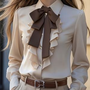 TEMU 드레이프드 롱 슬리브 셔츠 탑