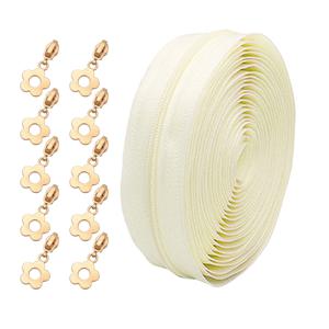 TEMU 나일론 지퍼 1세트 (177인치/450cm), 꽃 모양 지퍼 당김손잡이 10개 포함, 가정용 재봉, 수공예 DIY 프로젝트, , 홈텍스타일, 의류, 신발 등의 지퍼 교체용으로 적합