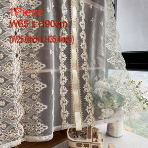 TEMU 1개, 유럽 스타일 간편 레이스 자수 리프트 커튼, 로드 포켓 디자인, 거실, 침실, 주방, 작은 창문 홈 데코레이션에 적합