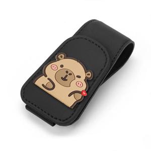 TEMU 카툰 카피바라 자동차 PU 가죽 안경 클립 1개, 귀여운 카피바라 디자인, 자동차 패션 안경 홀더, 다기능 자동차 선바이저 패션 안경 카드 클립