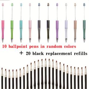 TEMU 30개 세트 무지개빛 비즈펜, 10펜 + 20리필, 검정 잉크, 친구, 선생님, 학교 사무용품, 졸업 시즌, 할로윈, 추수감사절, 크리스마스 선물로 이상적