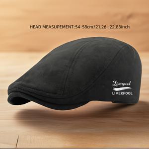 TEMU 남성용 리버풀 FC 영감 빈티지 베레모 모자 - 가벼운 PVC 코팅 플랫 브림, 리버풀 로고 & , 브라운/ - 올 시즌 캐주얼 & 포멀