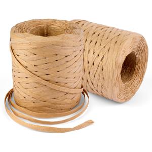 TEMU 2개 라피아 리본, 2롤 218야드 라피아 실, 0.2인치 폭, 천연 라피아 종이 코드, 선물 포장 크리스마스 공예 DIY 장식용
