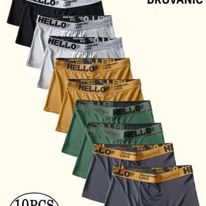 TEMU 10개 랜덤 'Hello' 프린트 남성용 드로즈 - 패셔너블, 통기성, 편안한 스포츠 속옷, 높은 탄성, 속건성 스포츠 속옷