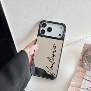 TEMU 폰케이스: 맞춤형 레터링 커스텀 이름 PC 방탄 폰케이스 아이폰 17 16 15 14 13 12 11 프로 맥스 메이크업 미러 표면 고급스러운 충격방지 DIY 친구 친구 선물 16 15 14 플러스 17 에어