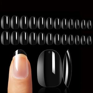 TEMU 숏 오발 네일 스티커 240개 풀 커버리지 투명 박스형 프레스온 아크릴 네일 익스텐션 12가지 사이즈 내추럴 쏘크오프 소프트 젤 네일 아트 페이크 팁 살롱