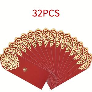 TEMU 고품질 꽃무늬 선물용 빨간 봉투 32개 세트, 이벤트 및 설날 현금 선물 봉투, 크리스마스, 중국 설날 및 특별한 날에 적합, 크리스마스 선물 포장 봉투