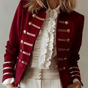 TEMU 네이비 스타일 , 골드 버튼, , 크리스마스, 새해, 설날, 파티, 발렌타인데이, 모임에 적합. YTD 체리