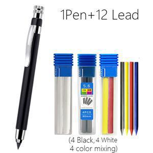 TEMU 건축물 표시용 5.6mm 클러치 연필 키트 - 보충용 메커니컬 심 클립 1개+박스 3개(검정, 흰색, 혼합색상) 포함 - 건축가 스케치/엔지니어 배치도/건설용 라인에 최적