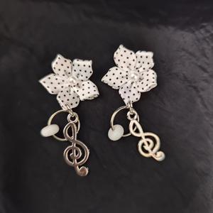 TEMU 1쌍 오리지널 디자인 핸드메이드 물방울 패턴 서브컬처 노트 스타 스터드 귀걸이 니치 귀걸이 꽃 A25