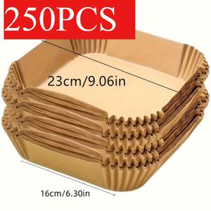 TEMU 125/250매 일회용 논스틱 파스텔지, 에어프라이어에 적합, 고온에 강하고 튀김물 방지 엣지 디자인, 치킨 윙 및 프렌치프라이 요리에 필수, 파티에 완벽, 세척 용이