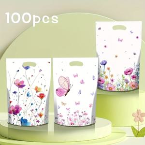 TEMU 그녀/남자를 위한 선물 48개/100개 신상 꽃 토트백, 다양한 기념일, 어버이날, 생일 파티 답례품에 적합한 플로럴 나비 선물 포장 가방, 다양한 스타일 조합으로 제공