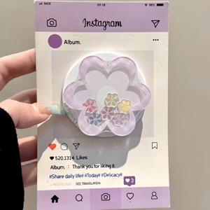 TEMU 인스 퍼플 꽃 흔들기 마그네틱 휴대폰 거치대, 맥세프 폰에 적합, 강력 흡착 데스크탑 게으른 사람용 거치대