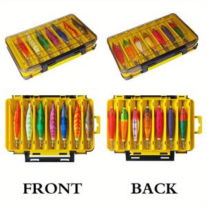 TEMU 14피스 루어 미끼 세트, 야광 나무 새우 오징어 루어, 오징어와 문어 낚시용, 양면 태클 박스와 휴대용 케이스 포함, 바다와 해변 낚시용