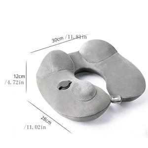 TEMU 인플레이터블 U자형 베개, 탈부착 및 세탁 가능, 여행용 베개, 누르면 바로 부풀림, 휴대용, 여행용, 목 보호, 야외 사용, 차량, 비행기용