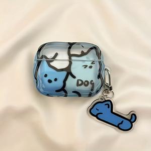 TEMU 낙서풍 라인 아트 고양이와 강아지 패턴 보호 케이스, 4 보호 커버, 3 호환, Apple Pro 헤드폰 케이스, 2세대 무선 블루투스 1, 3세대 2, 2세대 Pro, 4세대