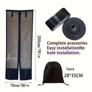 TEMU 1개 RV 스크린 도어 커튼, 자석 스크린 도어, 강력한 자석 잠금 - 설치 시 드릴링 불필요, 긴 커튼 스타일, 편리한 설치 부품 포함, retractable 디자인, 모기 방지 및 사생활 보호 제공