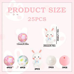 TEMU 25개 실리콘 구슬 루즈 비즈 작은 흰토끼 실리콘 구슬 동물 디자인 요소 실리콘 구슬 흰토끼 프린트 실리콘 구슬 원형 구슬 세트, 귀걸이, 목걸이, 주얼리, 가방 체인, 구슬펜, 휴대폰 고리, 구슬 메이크업 브러시 및 기타 DIY 세트 제작용 액세서리용 주얼리 장식용 비즈 액세서리, 휴일 선물, 생일 선물용으로 적합 - 비즈 & 비즈 모음