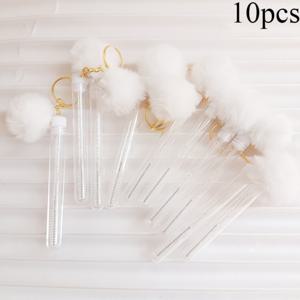 TEMU 10개입 일회용 글리터 클리닝 스풀리 브러쉬 마스카라 완드 튜브 인조 퍼 볼 키링 속눈썹 브러쉬 메이크업 도구 세트