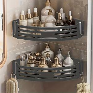 TEMU 2개 세트 공간절약형 삼각형 코너 선반 - 내구성 강한 벽걸이 욕실 정리함 (샴푸, 샤워젤, 화장품용) - 쉬운 설치, 미끄럼 방지 디자인, 욕실 장식 및 액세서리 후크, 욕실 액세서리, 샤워 캐디