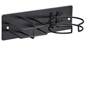 TEMU 헤어 드라이어 및 스트레이트너 벽걸이 홀더, 접착식 헤어 드라이어 및 고데기 보관함, 욕실 세면대용 헤어 도구 정리함 (블랙)