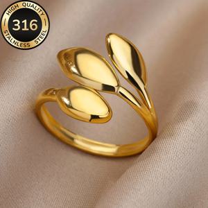 TEMU 고품질 스테인리스 스틸 저자극 골든 오픈링, 퇴색 방지, 간편하고 우아함, 일상복 착용 또는 파티용 패셔너블한 반지, 주얼리 액세서리, 여성에게 고급스러운 선물로 적합