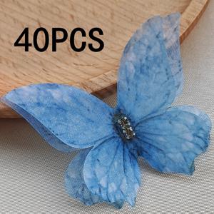 TEMU 40개 우아한 메시 컬러풀 나비 아플리케 - 헤어 클립, 웨딩 드레스, 의류 장식, 헤어 추가, 브라이덜 헤드피스에 적합한 3D 핸드메이드 패브릭 패치, 웨딩 파티 용품으로 완벽