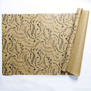 TEMU 1롤 빈티지 핸드드로잉 식물 선물 포장지 - 내추럴 크래프트 브라운 & 베이지 잎, 가지, 열매, 단풍 패턴 (오크, 소나무, 유칼립투스) 러스틱 웨딩, 생일, 크리스마스 포장, DIY 공예 및 선물용