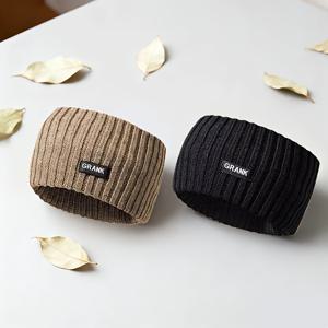 TEMU 따뜻한 방풍 심플 헤어밴드 2개, 겨울 귀마개, 편안한 핏의 단색 헤드웨어, 스타일리시하고 편안한 범용 헤어밴드, 일상 및 격식 있는 자리에 적합, 발렌타인데이와 크리스마스를 위한 완벽한 선물, 니트 질감 원단, 높은 신축성으로 조이지 않음, 착용감이 편안함