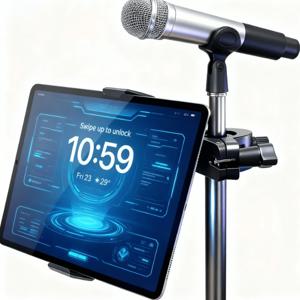 TEMU 범용 태블릿 및 휴대폰 홀더 스탠드 - 라이브 스트리밍, 마이크 스탠드, 트레드밀, 자전거 및 원형 튜브용 조절식 마운트 - 4-14인치 장치에 적합