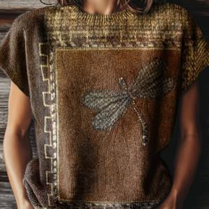 TEMU 봄/여름 패션 신상 스타일리시 멀티핏 풀오버 라운드넥 민소매 여성 탑 동물 패턴 플랫 디지털 프린트 트렌디 여성 니트웨어 여름 솔스티스