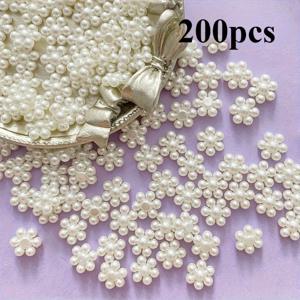 TEMU 200개 우아한 플로럴 아크릴 진주 비즈, 공예, 주얼리 제작, 헤어 클립, 헤어 밴드, 폰 케이스 장식, 미술 용품, 재봉 부자재