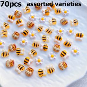 TEMU 40/70개 고품질 수제 핸드페인팅 수지 벌 - 양눈 네일 액세서리, 작은 꽃 수지 소형 매력적인 다기능 주얼리 - 네일 아트, 의류, 신발, 주얼리 스크랩북 제작에 적합, DIY 스크랩북용