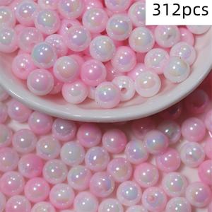 TEMU 152/312개 8mm 아크릴 인어 히메 핑크 발렌타인데이 비즈 액세서리 DIY 주얼리 비즈 장식 제작 재료